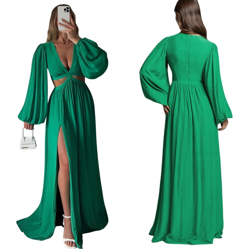 Showpo Green Paige Side Cut Out Maxi Dress 8